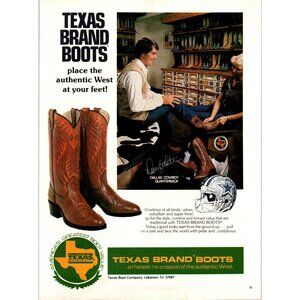 1981 Texas Brand Boots Cowboy Western Vintage Print Ad Danny White Wall Art 80s